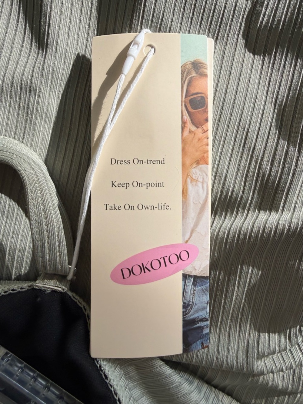 NWT Women’s Dokotoo Ribbed Twist-Front Olive One-Piece Swimsuit Size Large - Picture 7 of 10